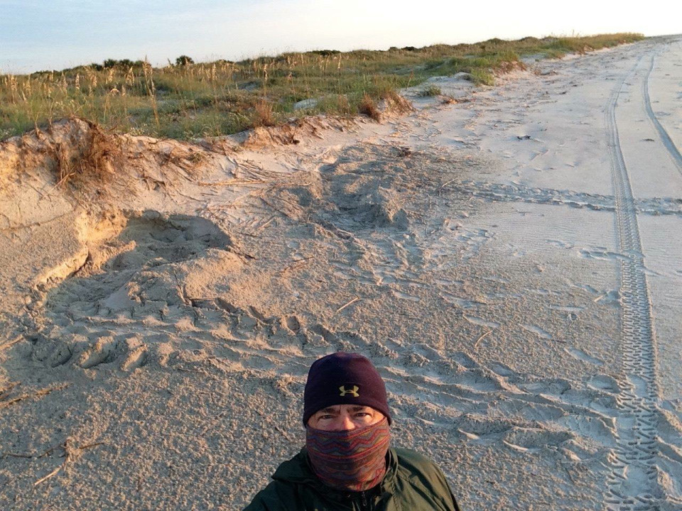 Michael J. Samms selfie with Green Sea Turtle nest 15-208